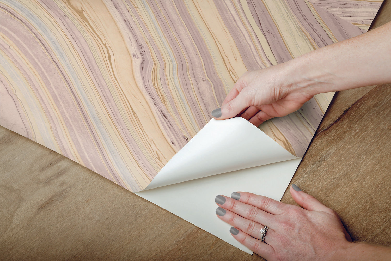 Onyx Purple Peel & Stick Wallpaper with Bohemian Marbled Tile Motif - York PSW1093RL