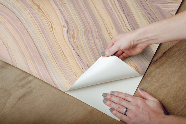 Onyx Purple Peel & Stick Wallpaper with Bohemian Marbled Tile Motif - York PSW1093RL