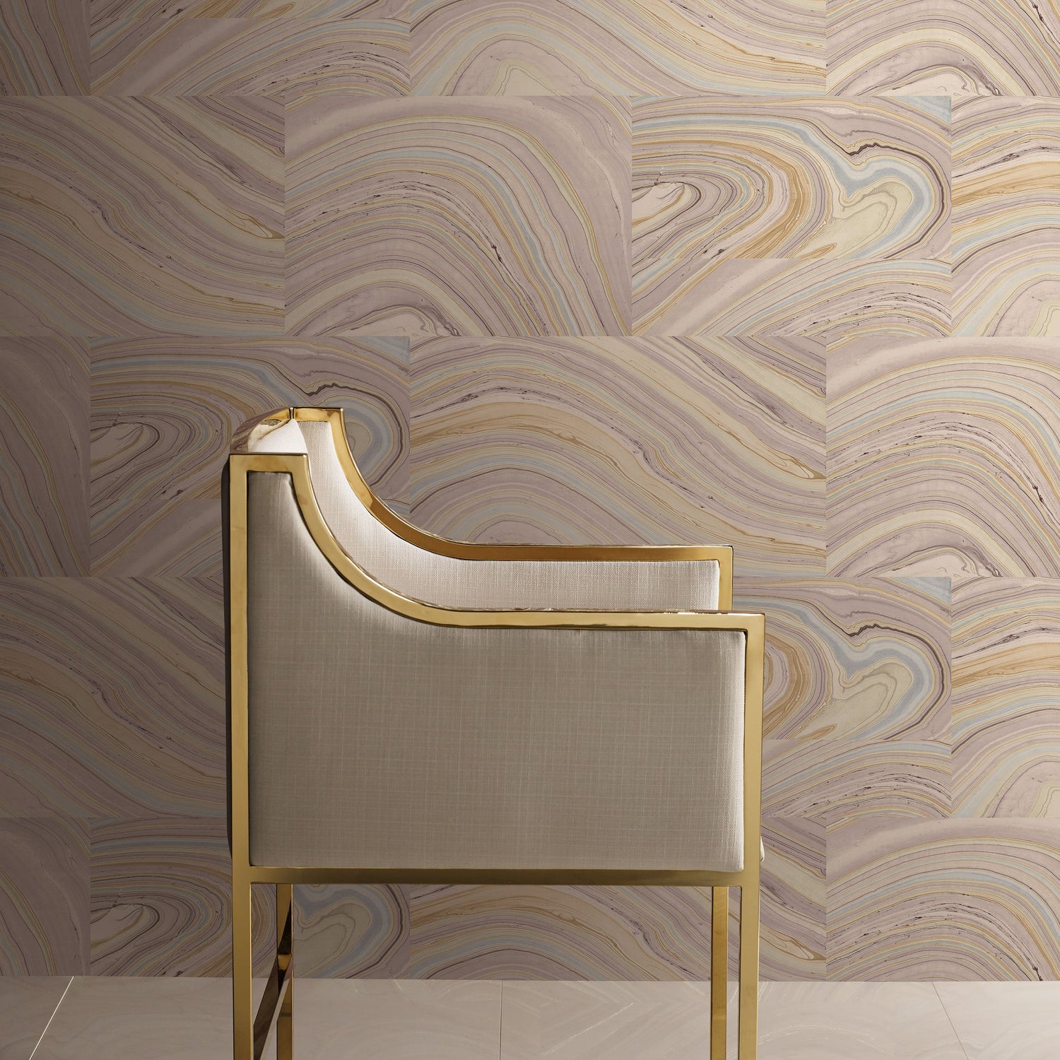 Onyx Purple Peel & Stick Wallpaper with Bohemian Marbled Tile Motif - York PSW1093RL