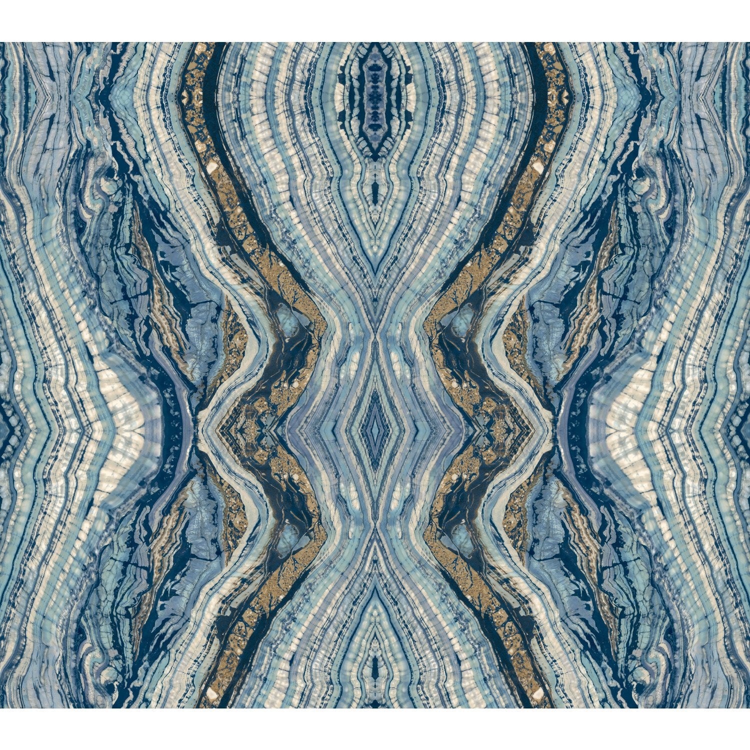Kaleidoscope Blue Peel & Stick Wallpaper with Bohemian Geode Pattern - York PSW1108RL
