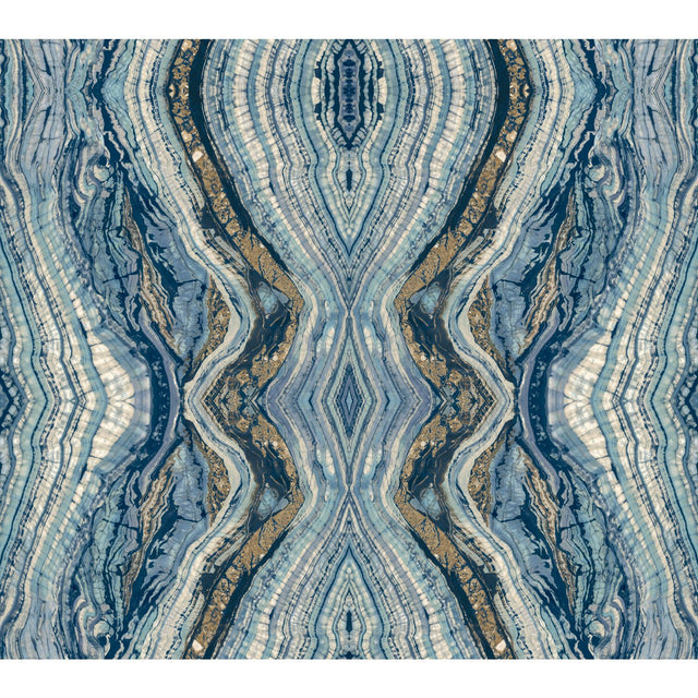 Kaleidoscope Blue Peel & Stick Wallpaper with Bohemian Geode Pattern - York PSW1108RL
