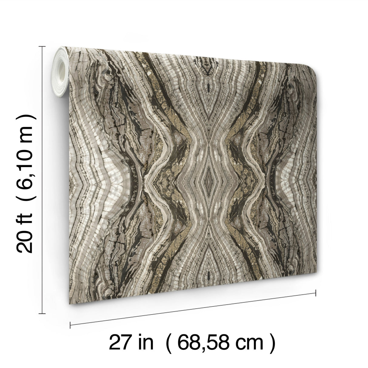 Kaleidoscope Dark Grey Peel & Stick Wallpaper with Bohemian Geode Pattern - York PSW1110RL