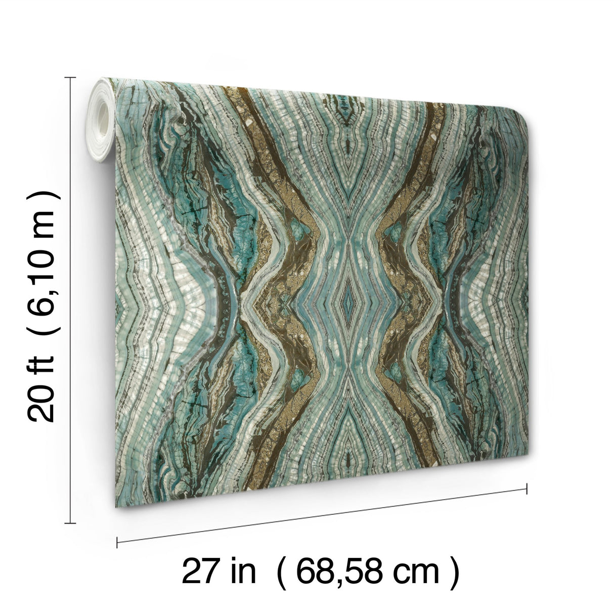 Kaleidoscope Teal Peel & Stick Wallpaper with Bohemian Geode Marble Motif - York PSW1112RL