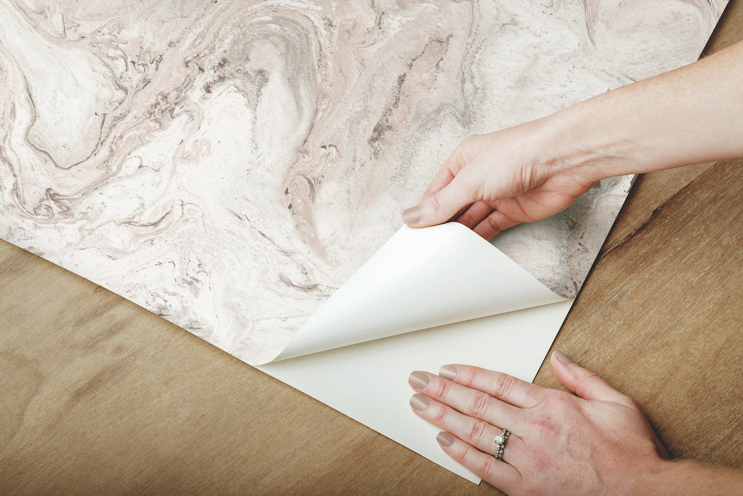 Oil & Marble Clay & Taupe Peel & Stick Wallpaper with Bohemian Marble Pattern - York PSW1125RL