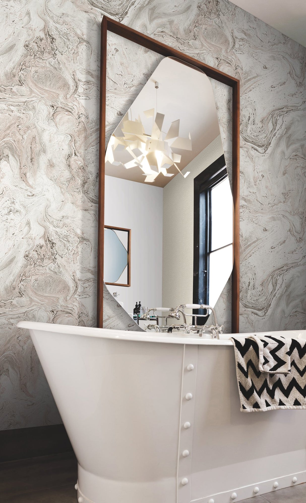 Oil & Marble Clay & Taupe Peel & Stick Wallpaper with Bohemian Marble Pattern - York PSW1125RL