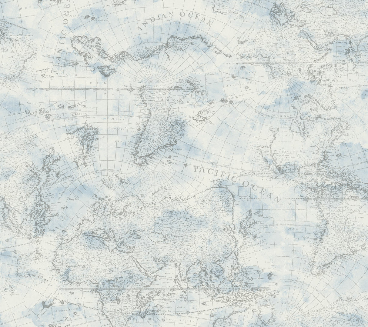 Coastal Map Blue & Grey Peel & Stick Wallpaper with Nautical Map Pattern - York PSW1131RL
