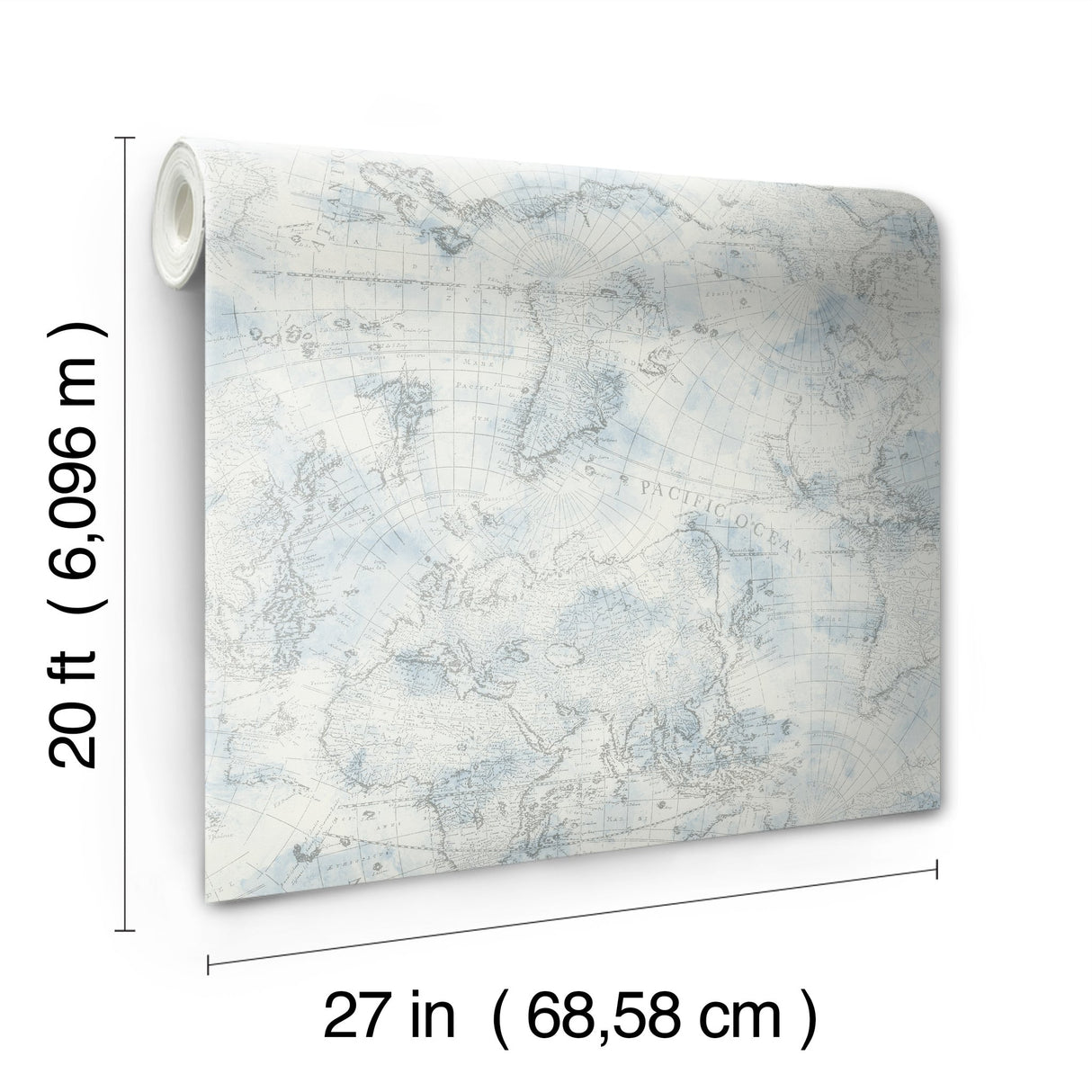 Coastal Map Blue & Grey Peel & Stick Wallpaper with Nautical Map Pattern - York PSW1131RL