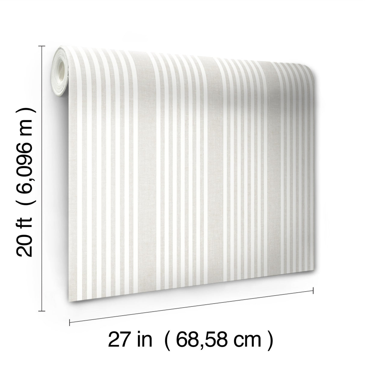 French Linen Stripe Off White Peel & Stick Wallpaper with Coastal Linen Stripe Pattern - York PSW1134RL