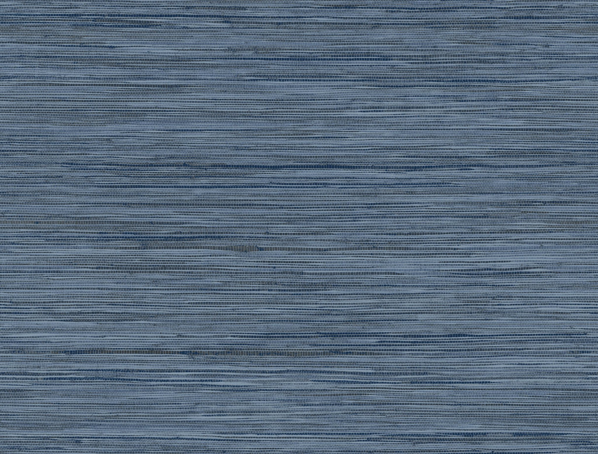 Bahia Grass Navy Peel & Stick Wallpaper with Faux Grasscloth Weave - York PSW1136RL