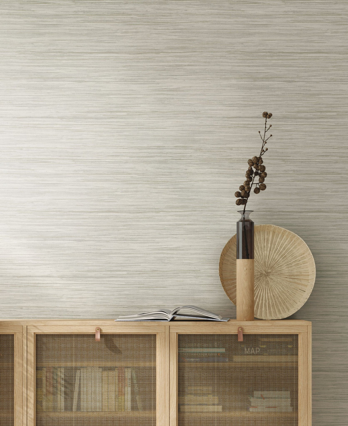 Bahia Grass Off White Peel & Stick Wallpaper with Weaves Textural Pattern - York PSW1137RL
