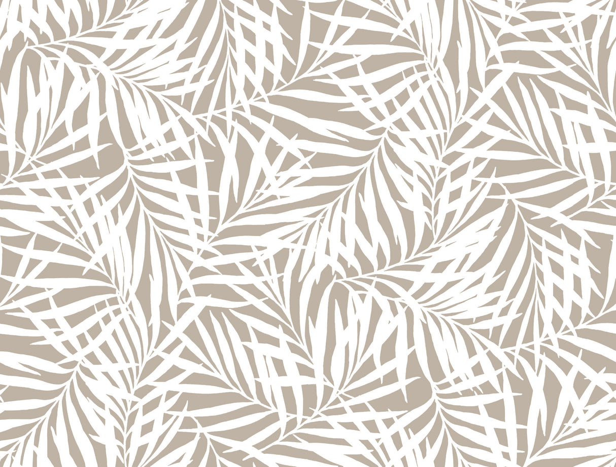Oahu Fronds Off White Peel & Stick Wallpaper with Botanical Palm Frond Pattern - York PSW1147RL