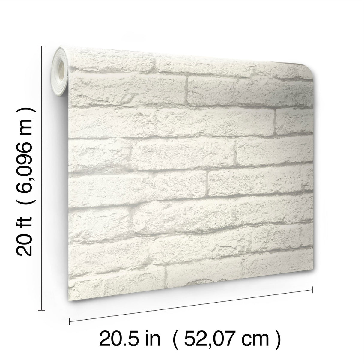 Brick & Mortar White Peel & Stick Wallpaper with Textured Brick Pattern - York PSW1174RL
