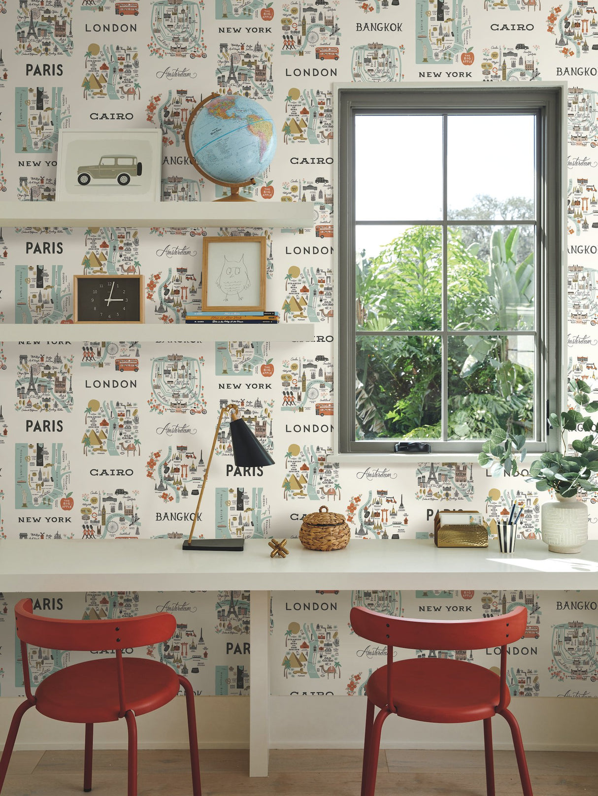 City Maps Mint Peel & Stick Wallpaper with Illustrated Travel City Map Pattern - York PSW1195RL