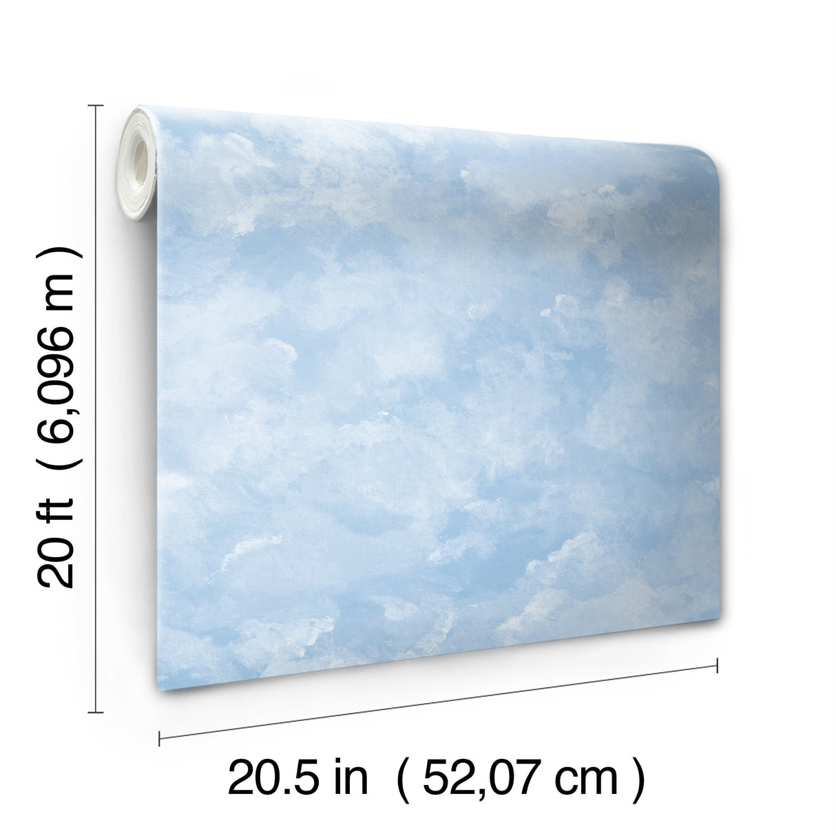 Atrium Clouds Blue Peel & Stick Wallpaper with Matte Sky Cloud Motif - York PSW1211RL