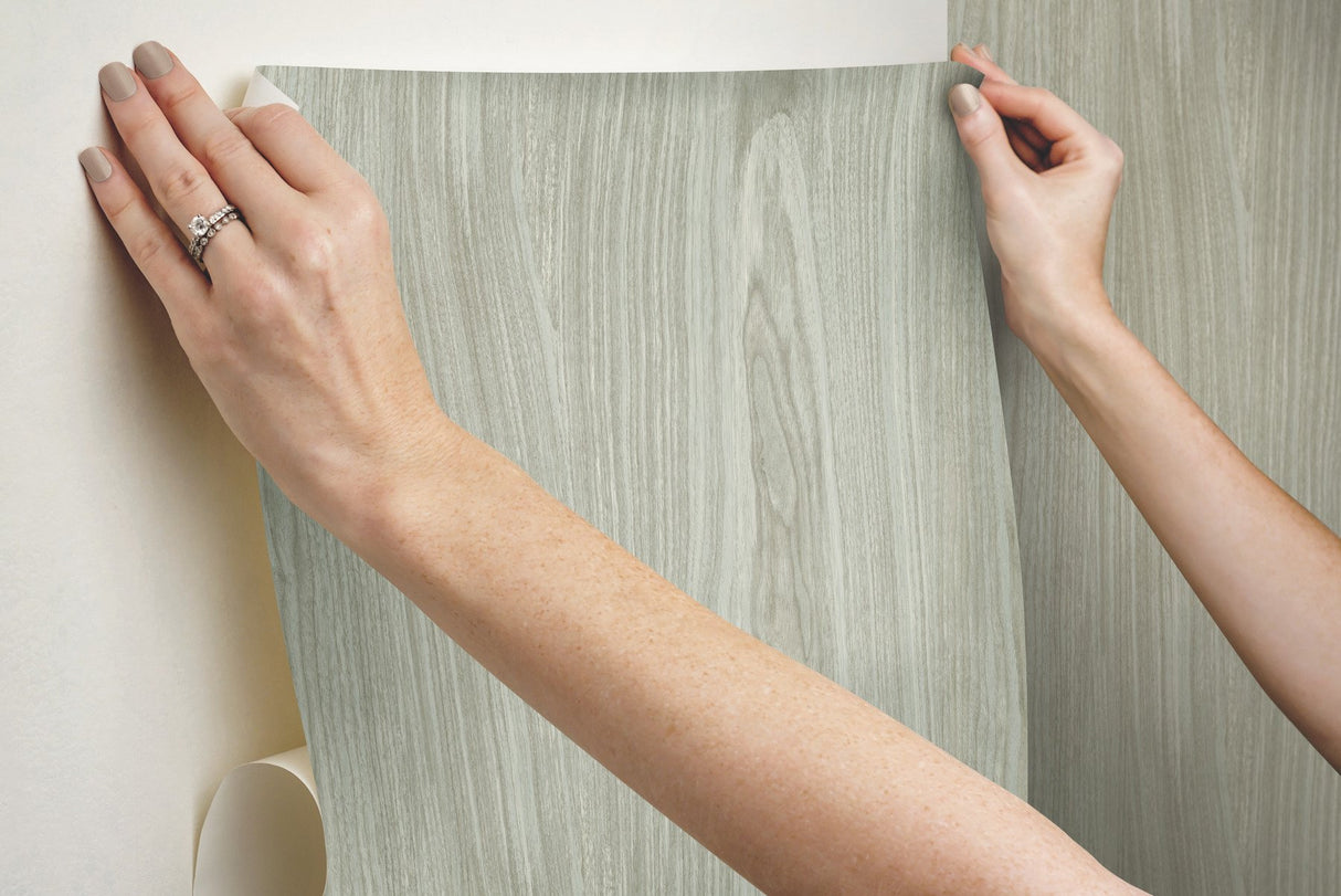 Linden Grey Woodgrain Peel & Stick Wallpaper - York PSW1275RL