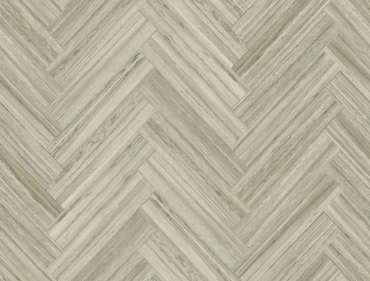 Hermosa Herringbone Brown Peel & Stick Wallpaper with Woodgrain Herringbone Pattern - York PSW1286RL