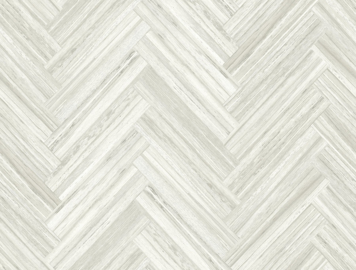 Hermosa Herringbone Beige Peel & Stick Wallpaper with Woodgrain Herringbone Motif - York PSW1287RL