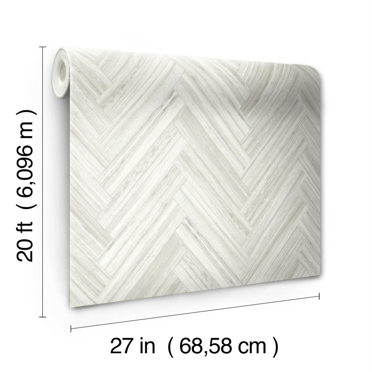 Hermosa Herringbone Beige Peel & Stick Wallpaper with Woodgrain Herringbone Motif - York PSW1287RL