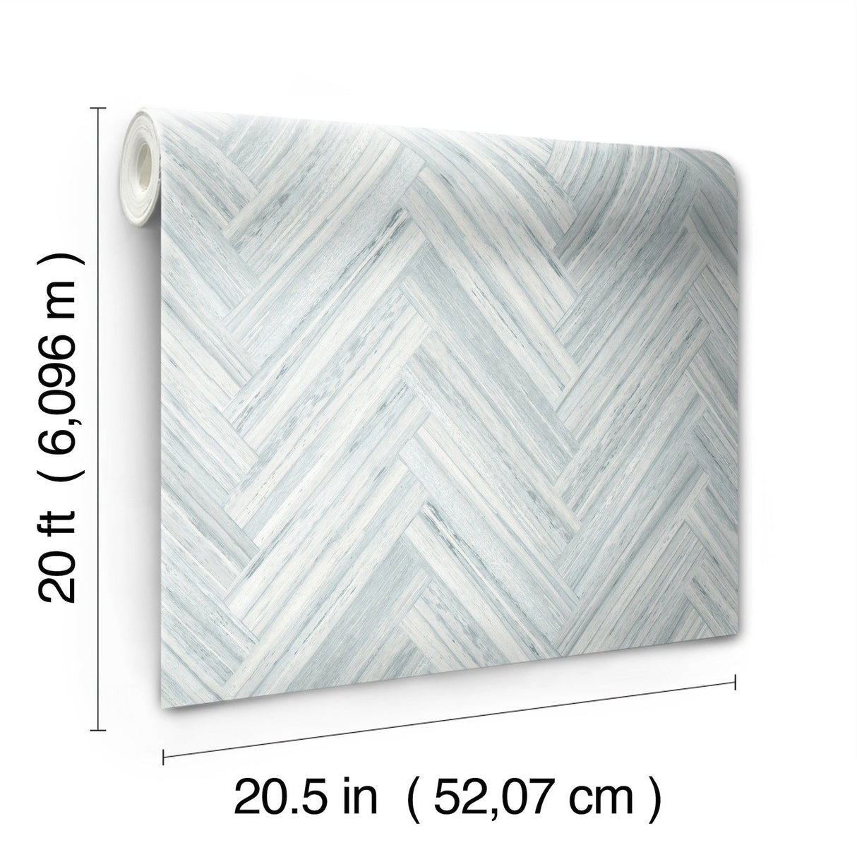 Hermosa Herringbone Blue Peel & Stick Wallpaper with Weathered Wood Chevron Pattern - York PSW1289RL