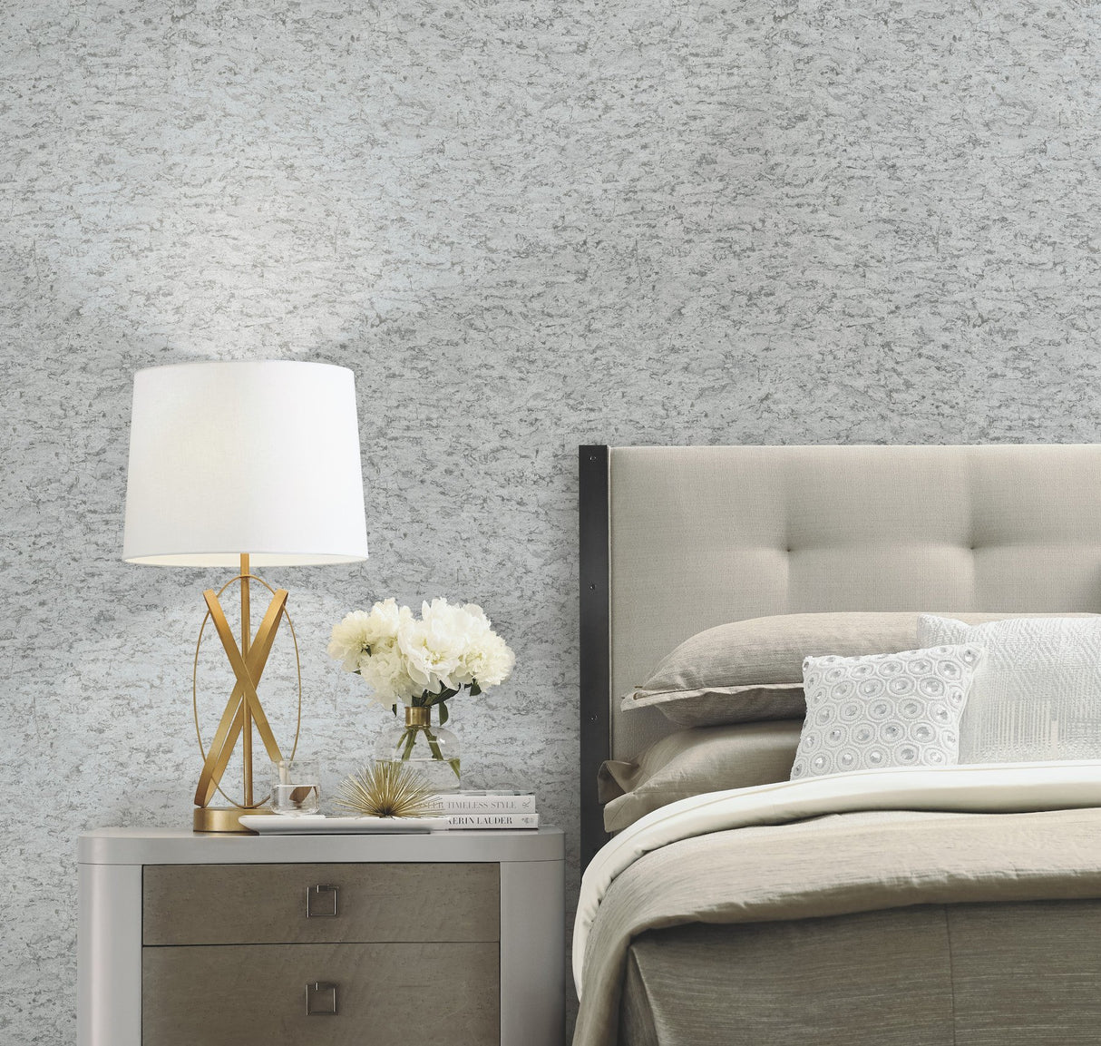 Shimmering Cork Grey Peel & Stick Wallpaper with Faux Cork Texture - York PSW1292RL