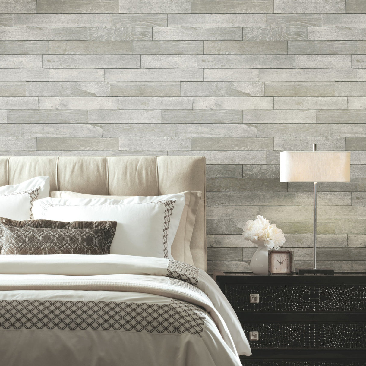 Warehouse Planks Grey Peel & Stick Wallpaper with Weathered Wood Plank Pattern - York PSW1295RL