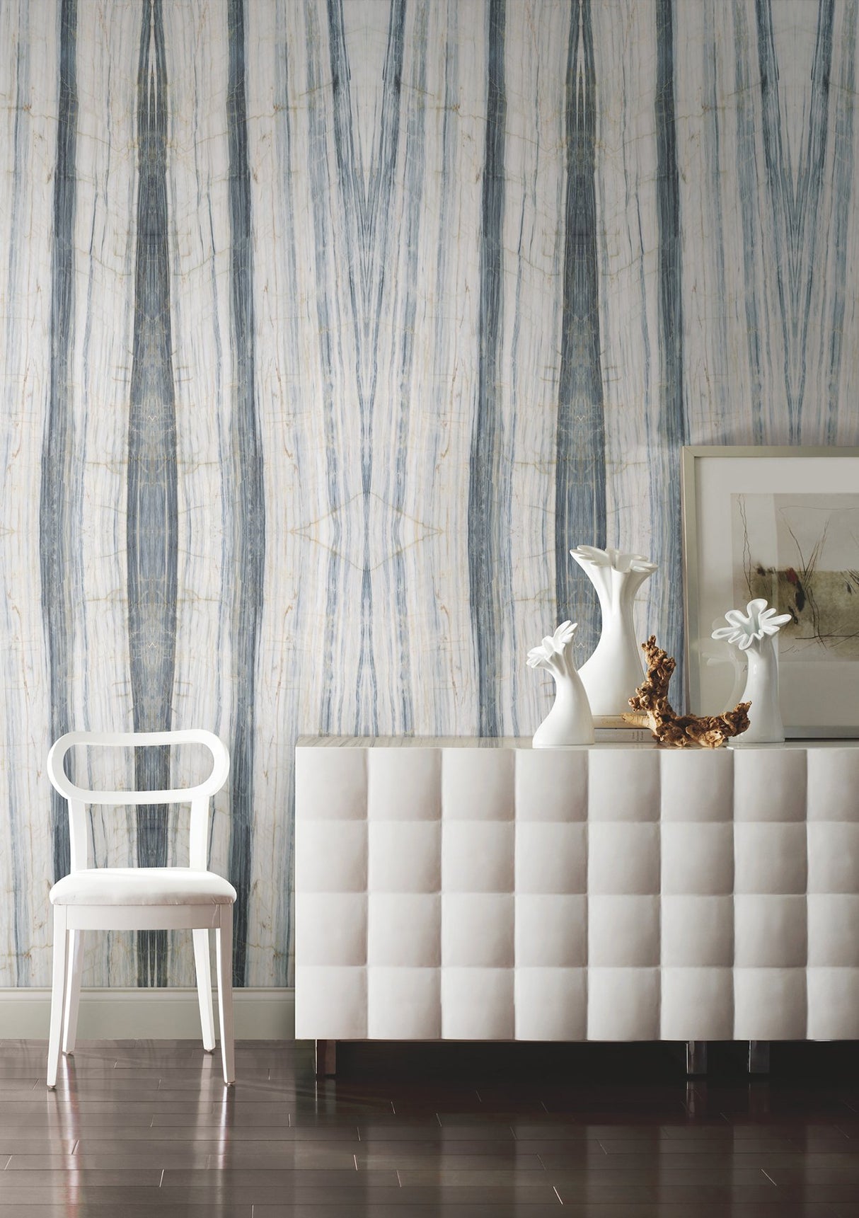 Spanish Marble Blue Peel & Stick Mural with Geometric Marble Stone Look - York PSW1296M