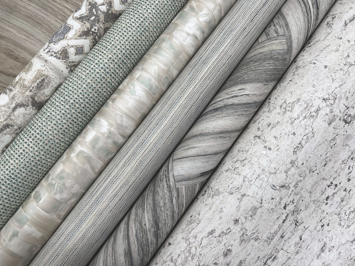 Encaustic Tile Grey Peel & Stick Wallpaper with Vintage Tile Pattern - York PSW1301RL