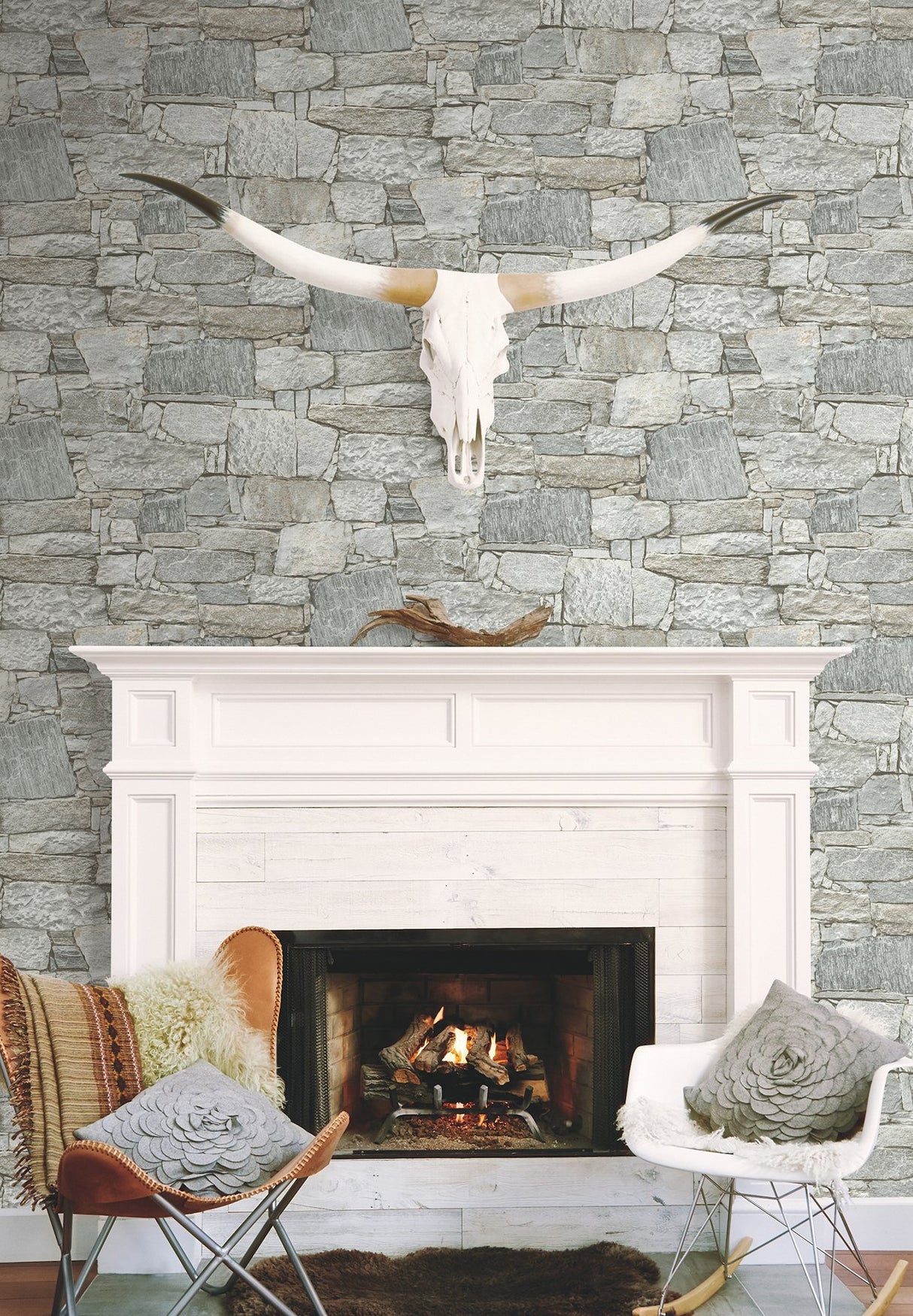 Chateau Stone Grey & Beige Peel & Stick Wallpaper with Stone Look Pattern - York PSW1307RL