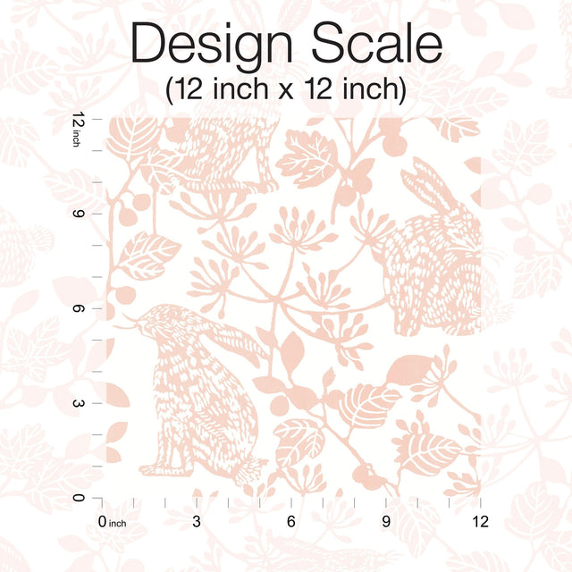 Botanical Bunnies Pink Peel & Stick Wallpaper with Matte Non-Woven Finish - York PSW1343RL