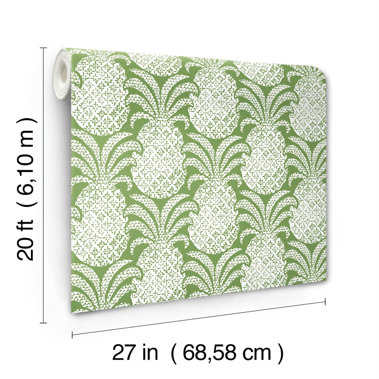Colony Club Palm Green Peel & Stick Wallpaper with Pineapple Botanical Motif - York PSW1392RL