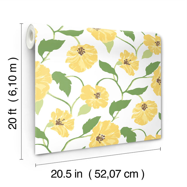Jungle Garden Lemon Grove Peel & Stick Wallpaper with Floral Vine Pattern - York PSW1401RL