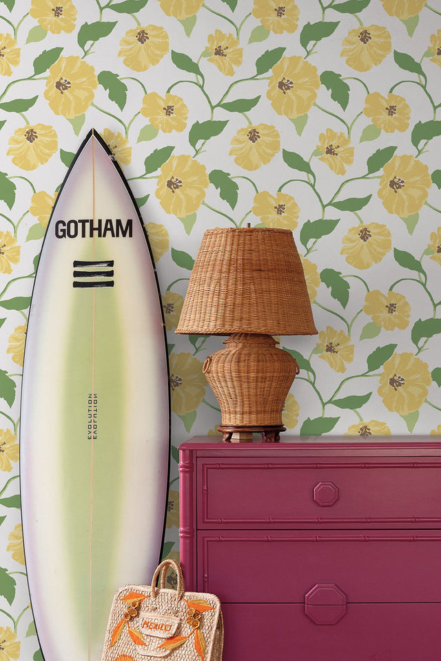 Jungle Garden Lemon Grove Peel & Stick Wallpaper with Floral Vine Pattern - York PSW1401RL