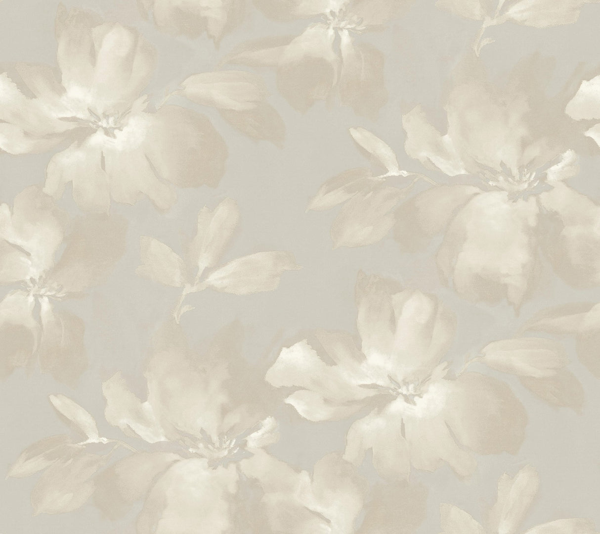 Midnight Blooms Neutral Peel & Stick Wallpaper with Floral Watercolor Motif - York PSW1414RL