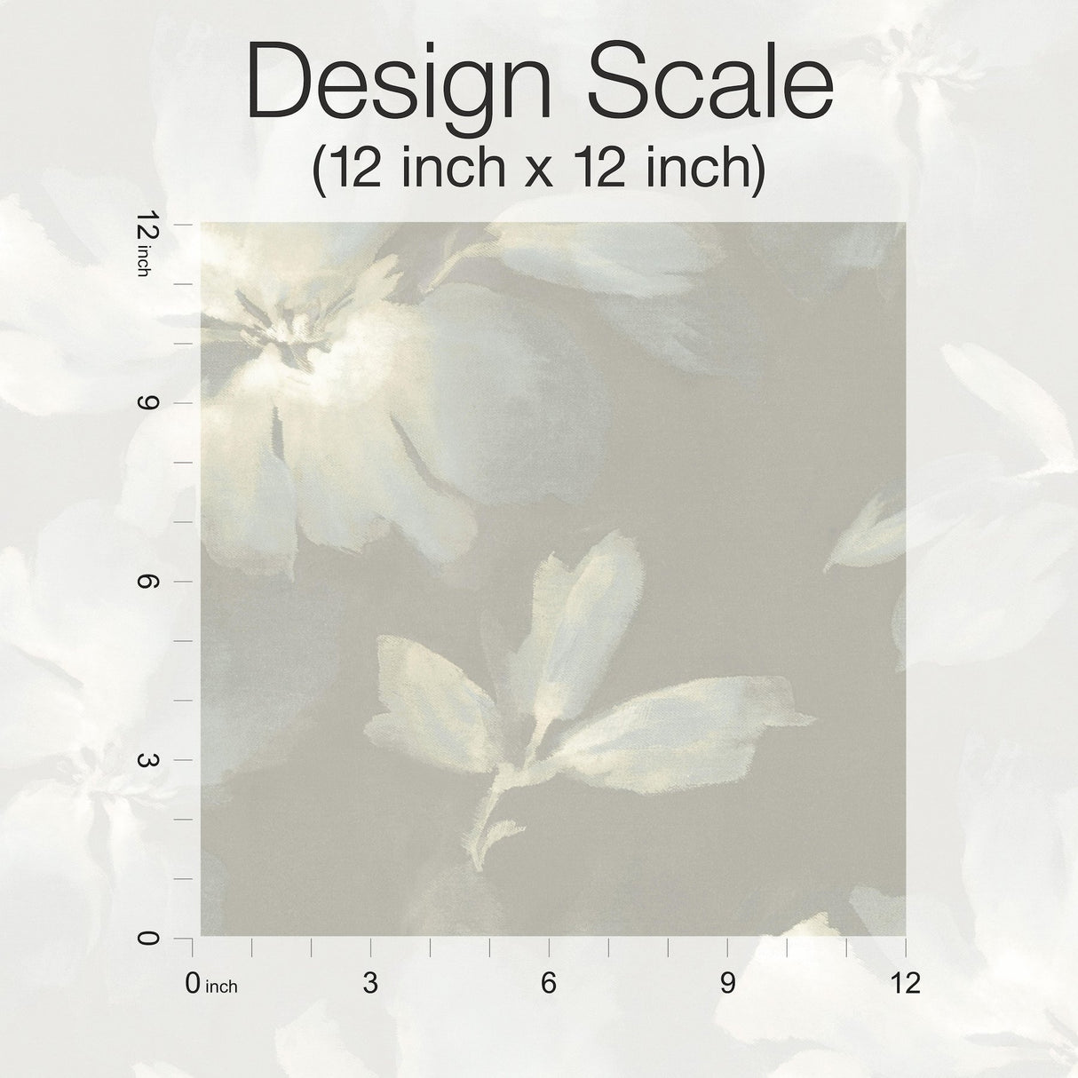Midnight Blooms Light Blue & Grey Peel & Stick Wallpaper with Watercolor Floral Motif - York PSW1415RL