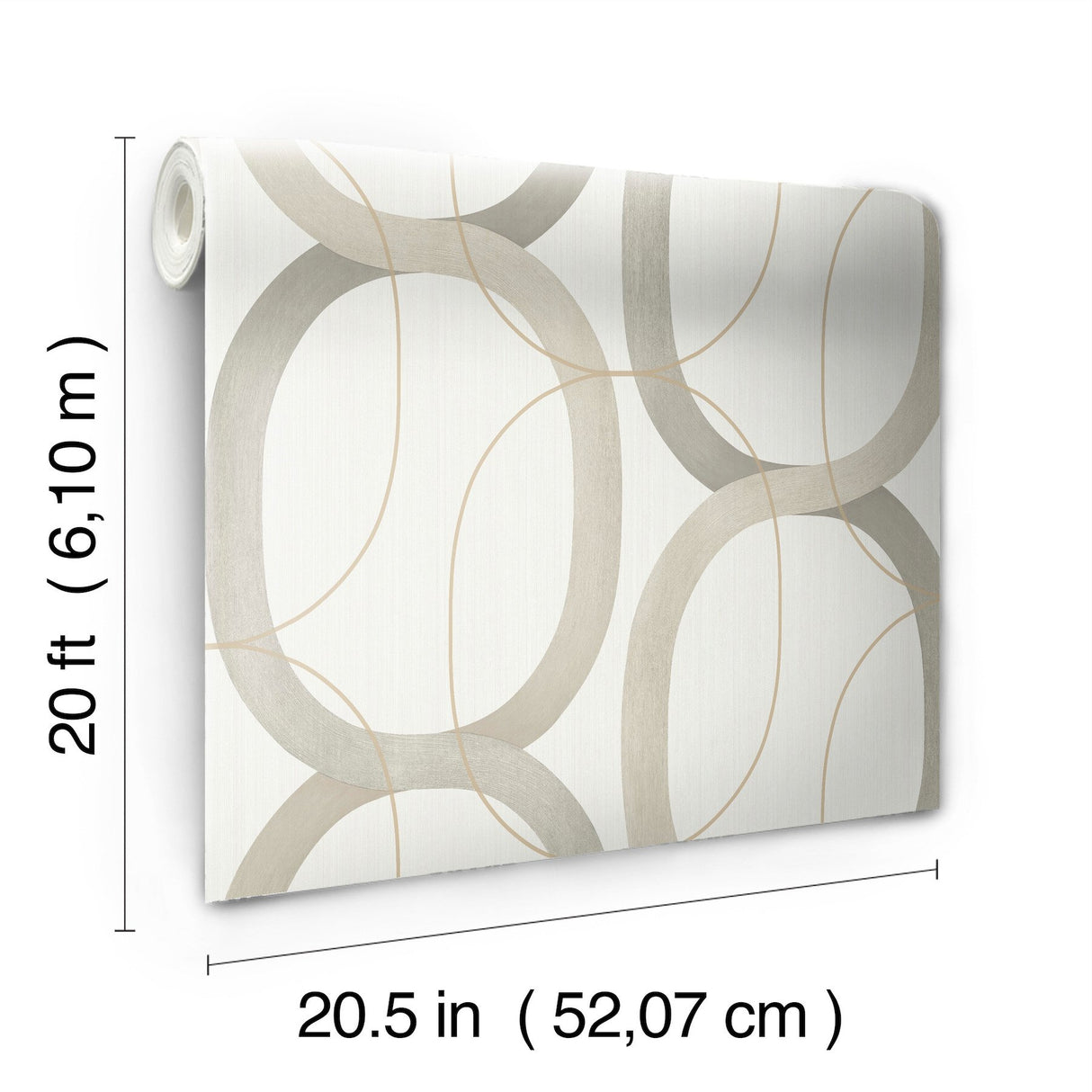 Interlock Light Taupe Peel & Stick Wallpaper with Geometric Interlocking Rings - York PSW1418RL