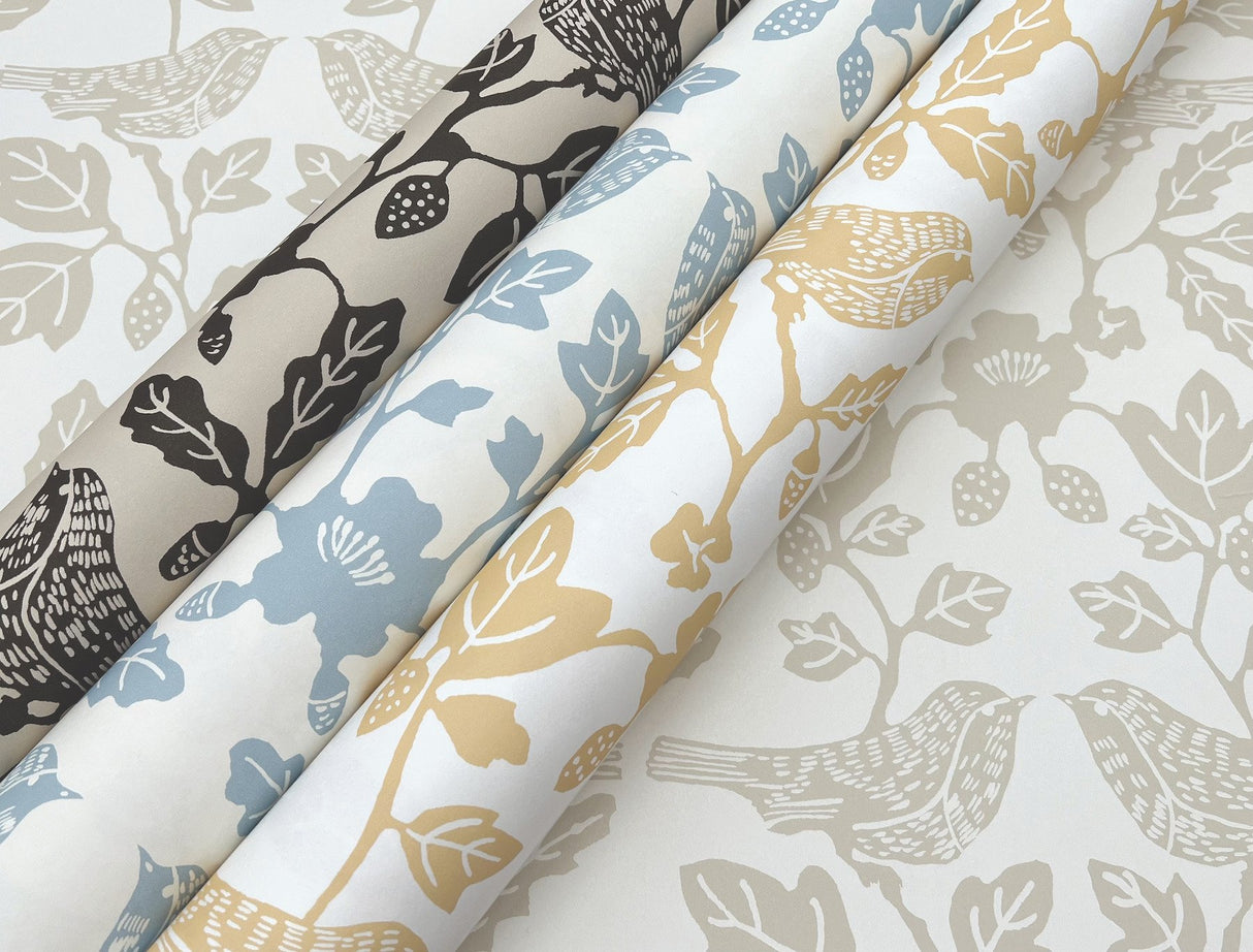 Sparrow & Oak Wicker Peel & Stick Wallpaper with Botanical Bird Motif - York PSW1440RL