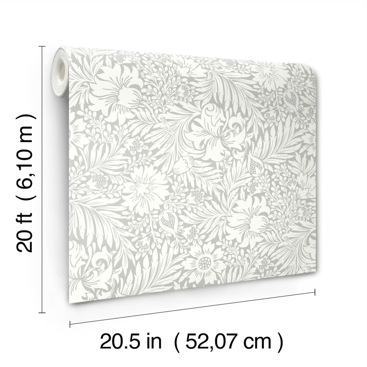 Modern Acanthus Mist Peel & Stick Wallpaper with Floral Acanthus Pattern - York PSW1444RL