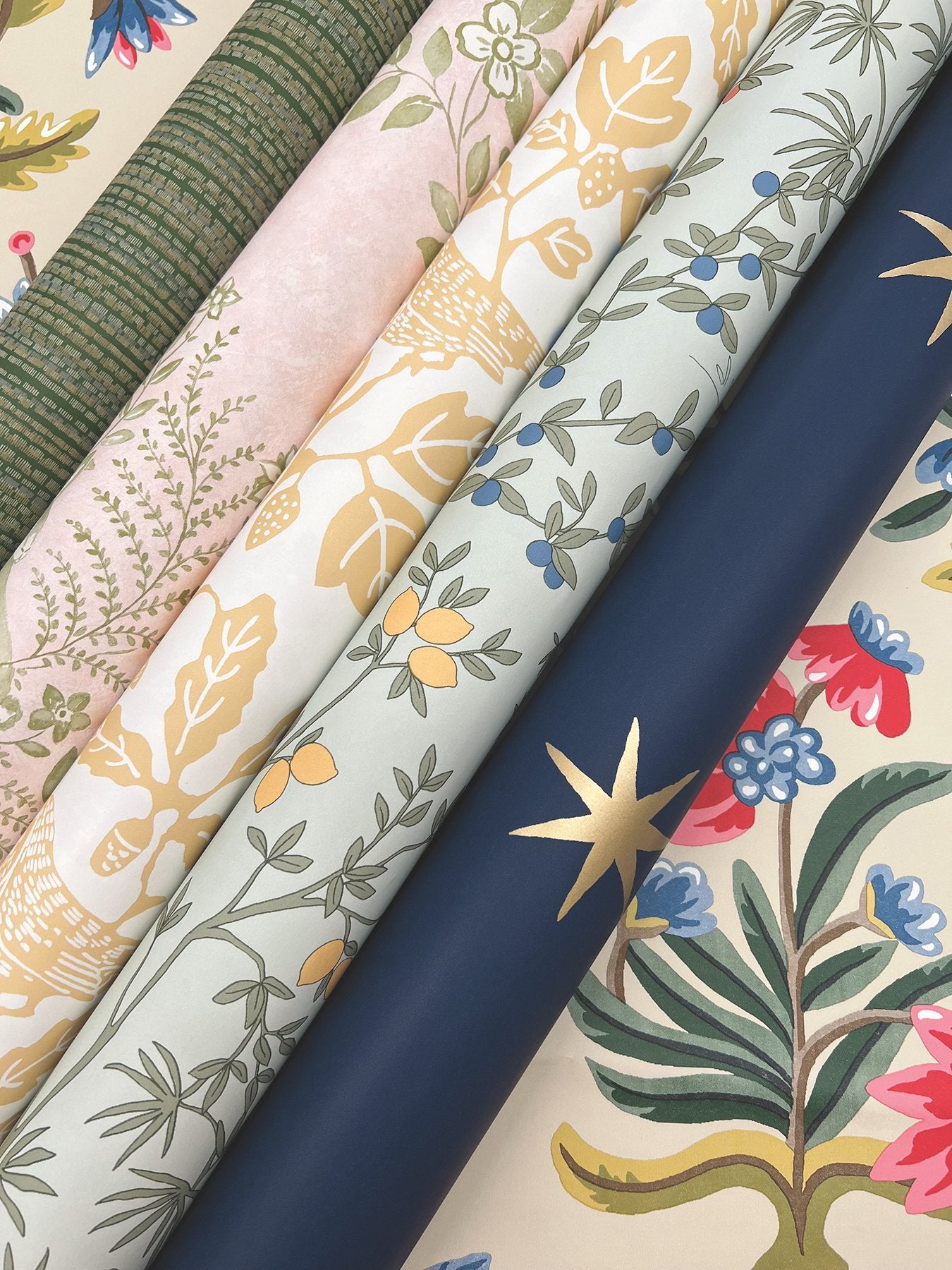 Star Splendor Navy & Metallic Gold Peel & Stick Wallpaper with Bohemian Six-Point Star Pattern - York PSW1451RL