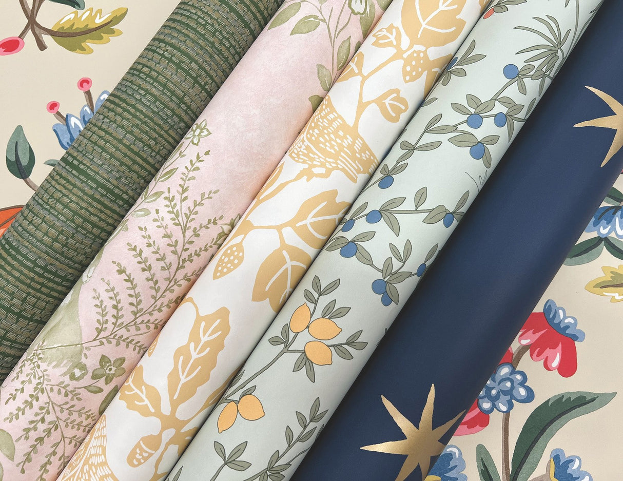 Lemon Grove Vintage Duck Egg Peel & Stick Wallpaper with Botanical Citrus Motif - York PSW1453RL
