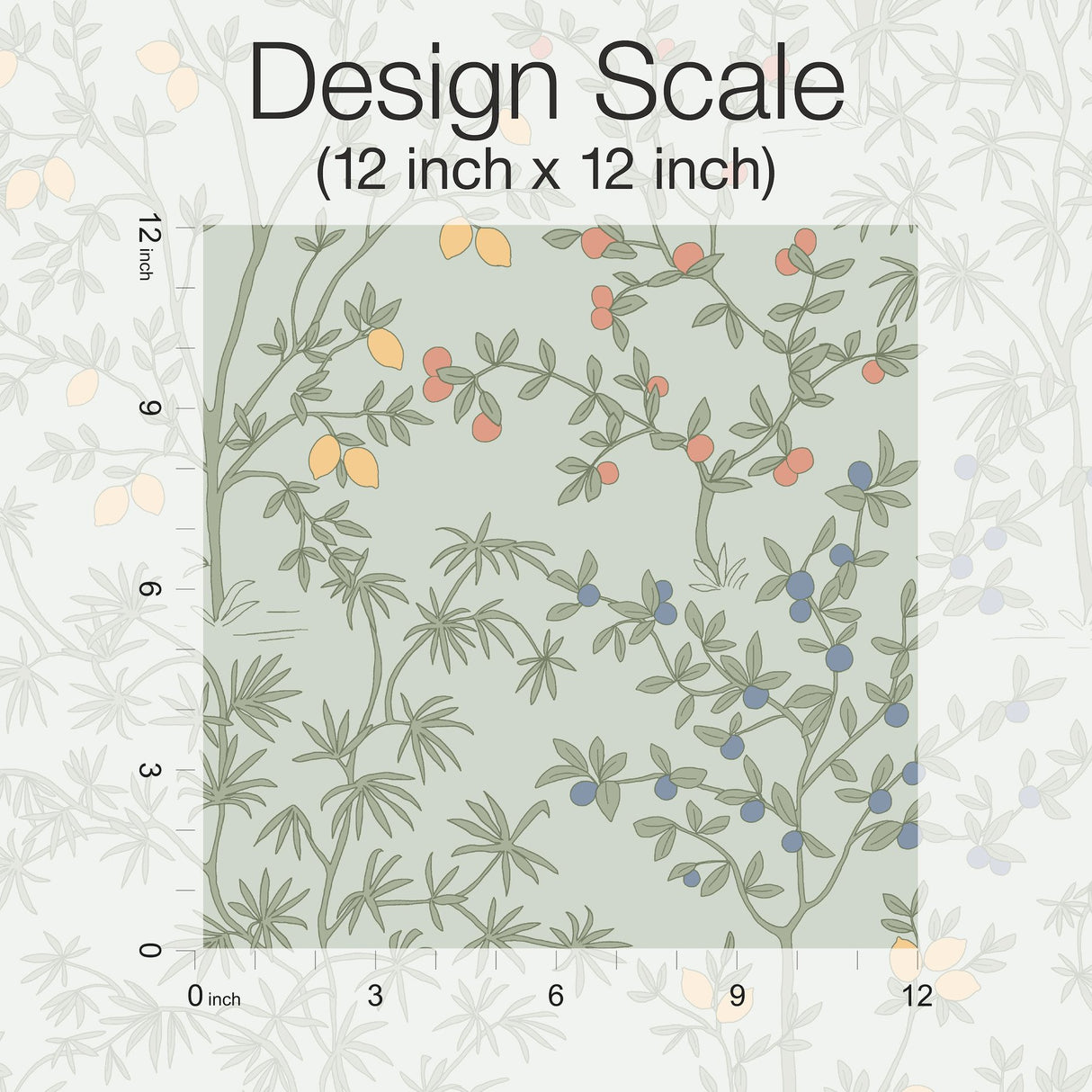 Lemon Grove Vintage Duck Egg Peel & Stick Wallpaper with Botanical Citrus Motif - York PSW1453RL