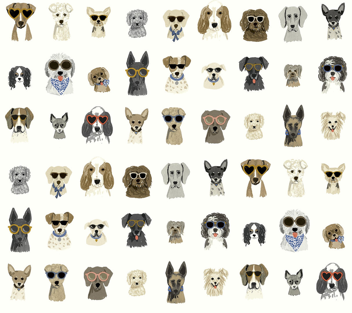 Dog Days Multi White Peel & Stick Wallpaper with Novelty Dog Pattern - York PSW1461RL