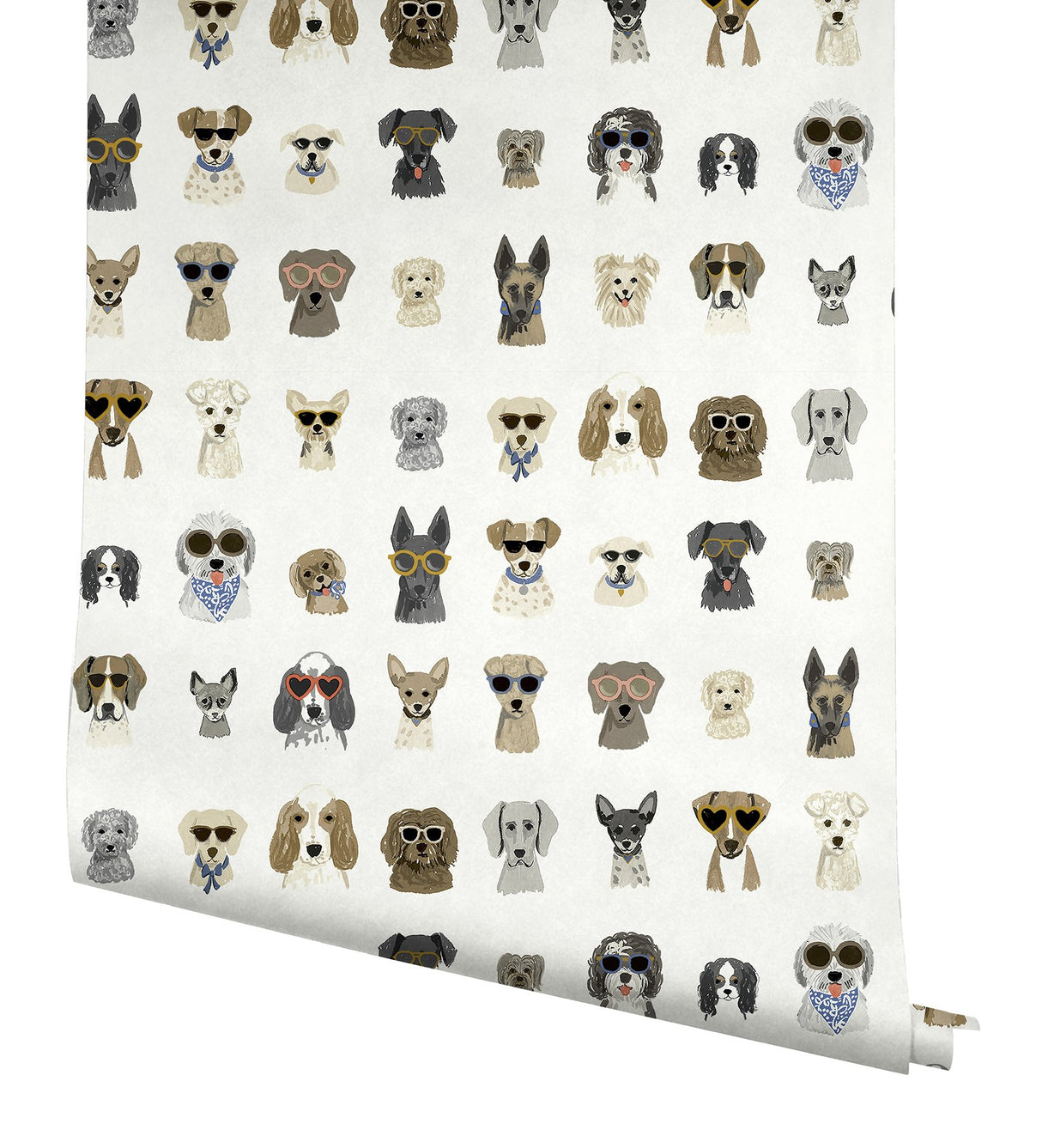 Dog Days Multi White Peel & Stick Wallpaper with Novelty Dog Pattern - York PSW1461RL