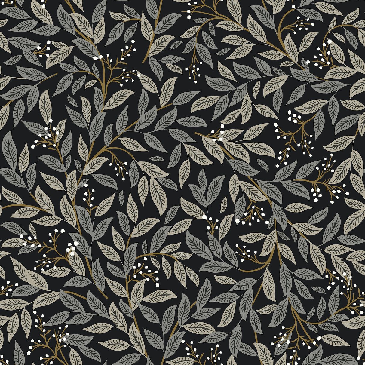 Willowberry Black Peel & Stick Wallpaper with Botanical Ivy/Vines Motif - York PSW1472RL
