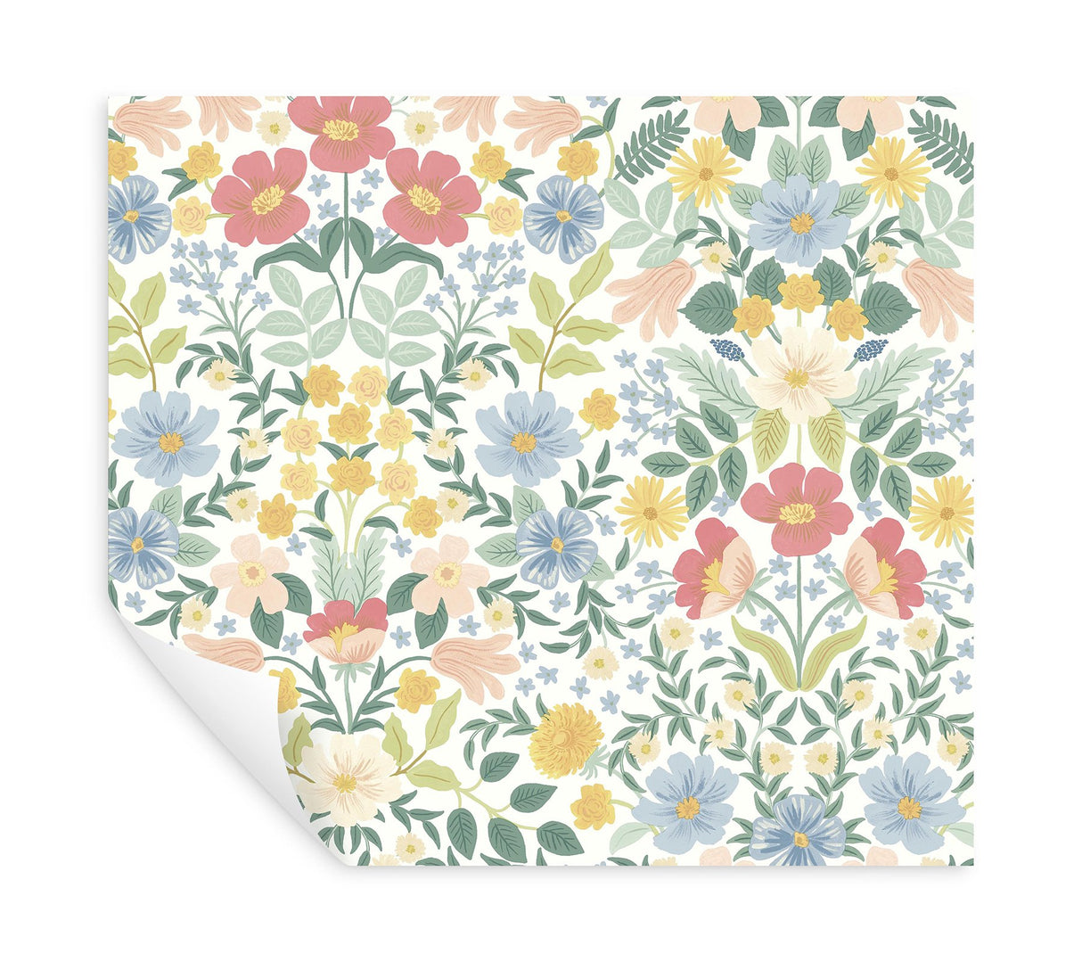Bramble Garden Pastel Multi Peel & Stick Wallpaper with Floral Symmetry Pattern - York PSW1474RL