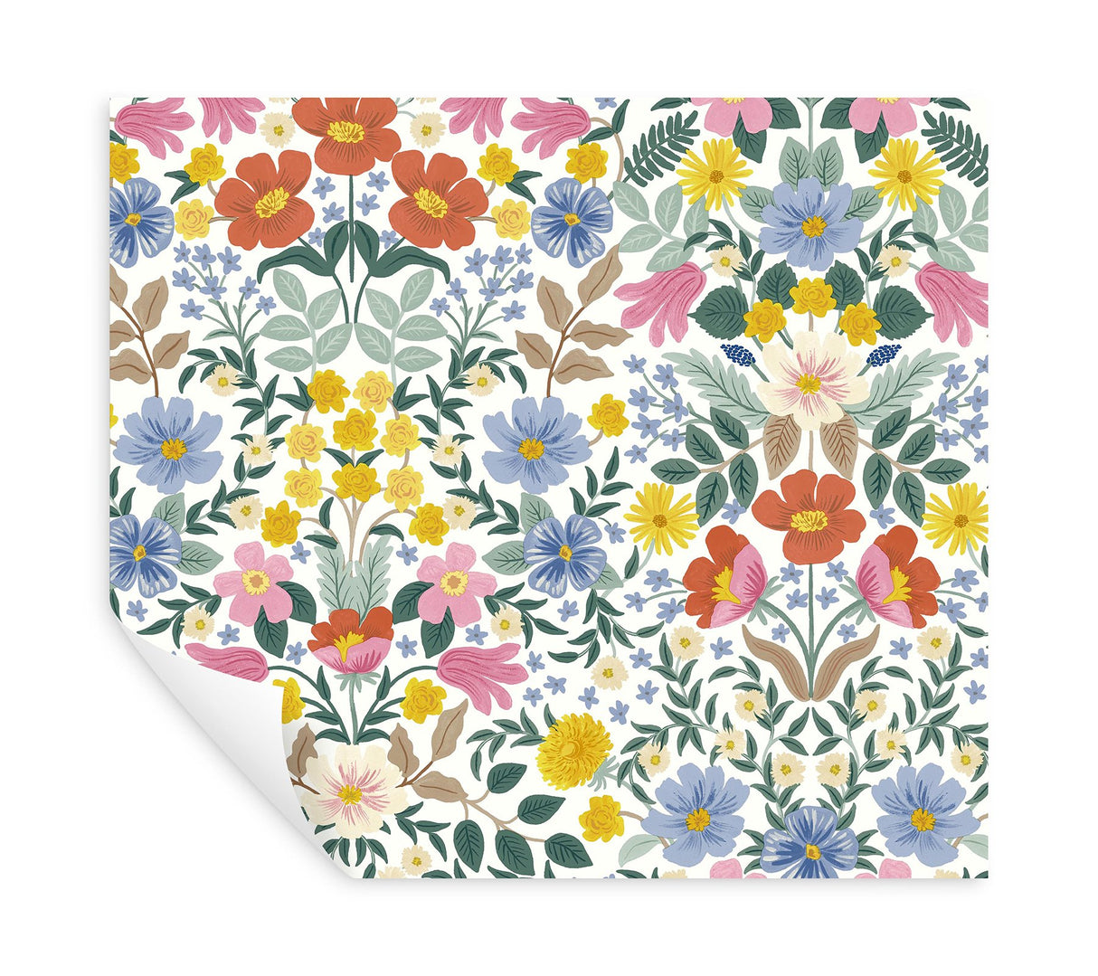 Bramble Garden White Peel & Stick Wallpaper with Floral Mirror Motif - York PSW1475RL