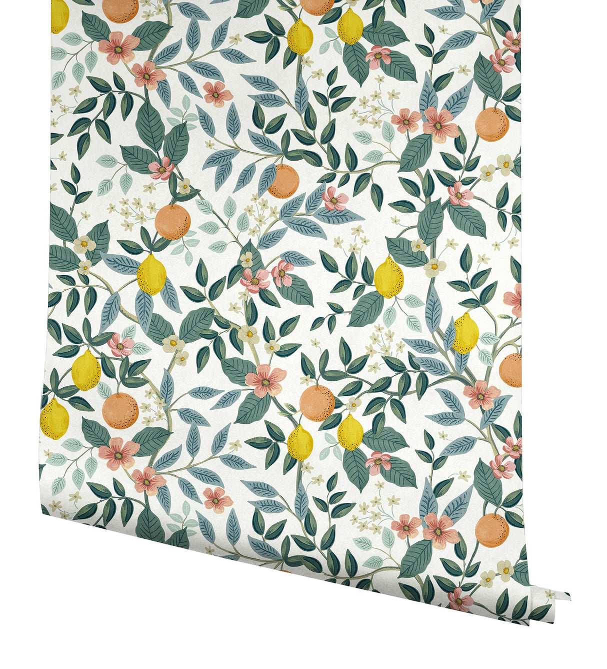 Citrus Grove White Peel & Stick Wallpaper with Botanical Citrus Motif - York PSW1479RL