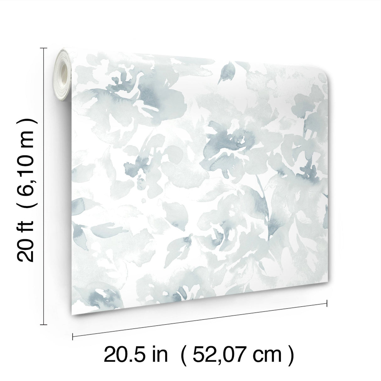 Renewed Floral Blue Peel & Stick Wallpaper with Watercolor Floral Pattern - Magnolia Home PSW1492RL