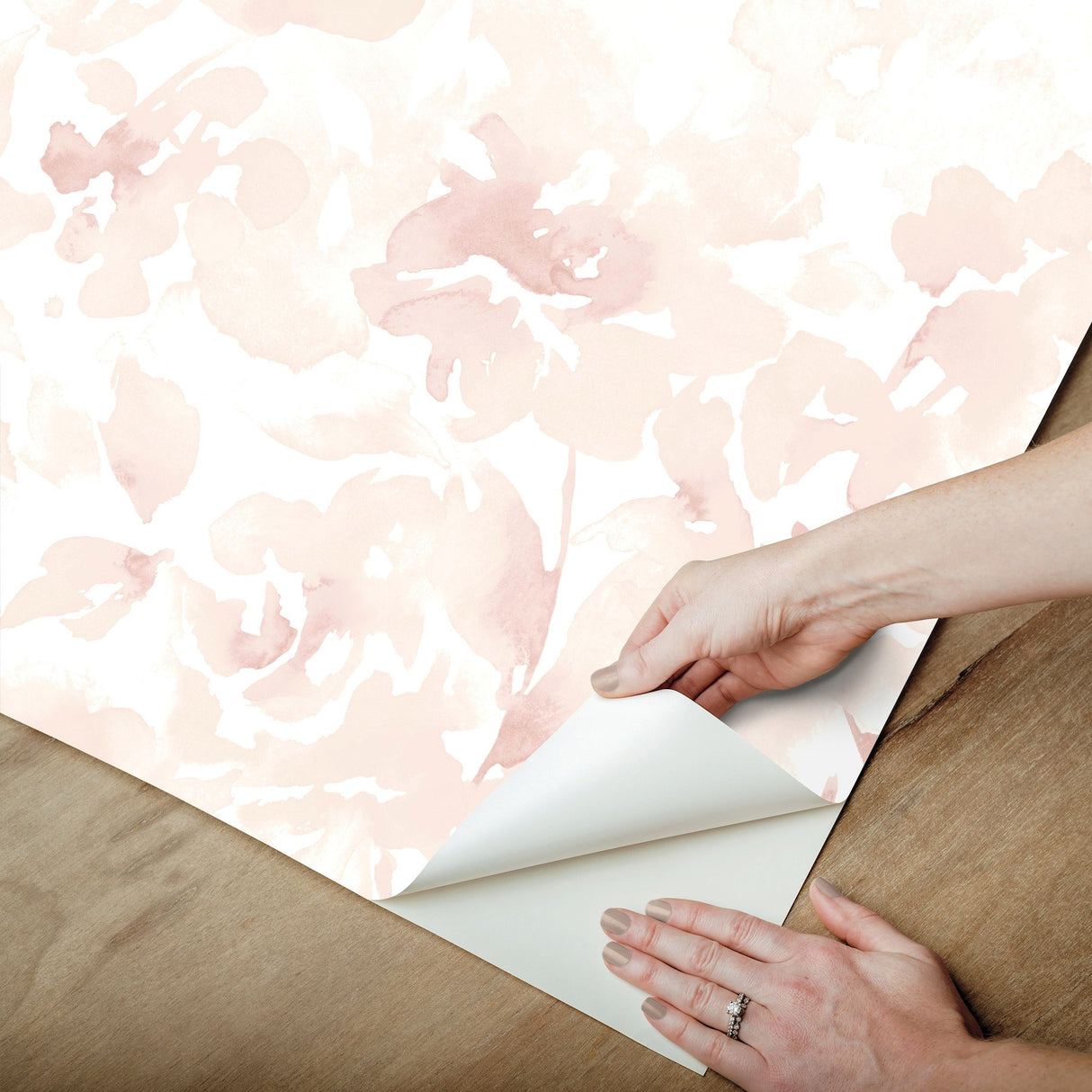Renewed Floral Pink Peel & Stick Wallpaper with Watercolor Floral Pattern - York PSW1493RL