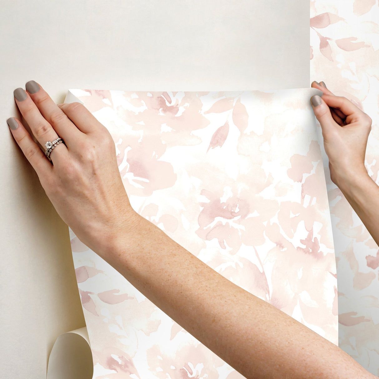 Renewed Floral Pink Peel & Stick Wallpaper with Watercolor Floral Pattern - York PSW1493RL