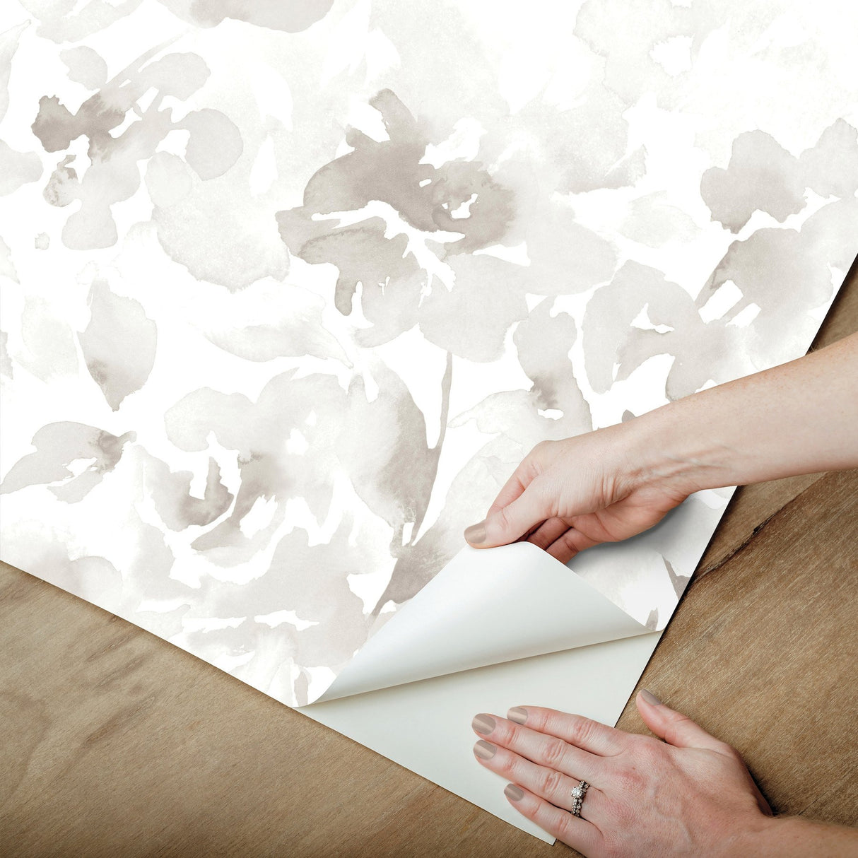 Renewed Floral Neutral Peel & Stick Wallpaper with Watercolor Floral Pattern - York PSW1495RL